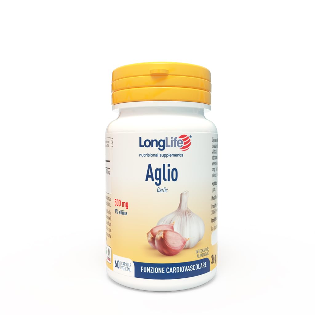 LongLife® Aglio | Estratto vegetale titolato all'1% in alliina | 1000mg dose giornaliera | Funzione cardiovascolare, pressione arteriosa, trigliceridi | 1 mese di trattamento | Senza glutine e vegano