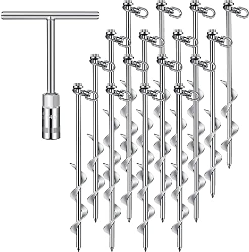 Phopich Multi-Purpose Ground Anchors Screw In, 16in Fully Welded Heavy Duty Trampoline Stakes - View #4