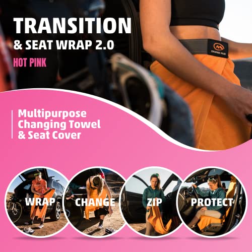Image of Orange Mud Transition & Seat Wrap V2.0 - Hot Pink Car Seat Cover, Changing Kilt & Quick-Dry Towel - Secure Wrap for Runners, Cyclists, Triathletes, Gym & Outdoor Use