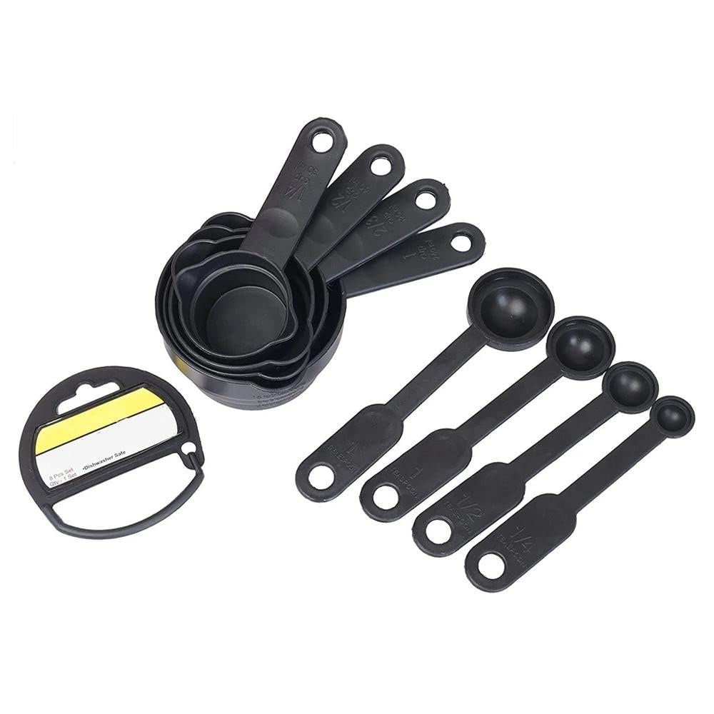 Wootton Plastic Measuring Cups Spoons 8 Pcs, Black Wootton Pri
