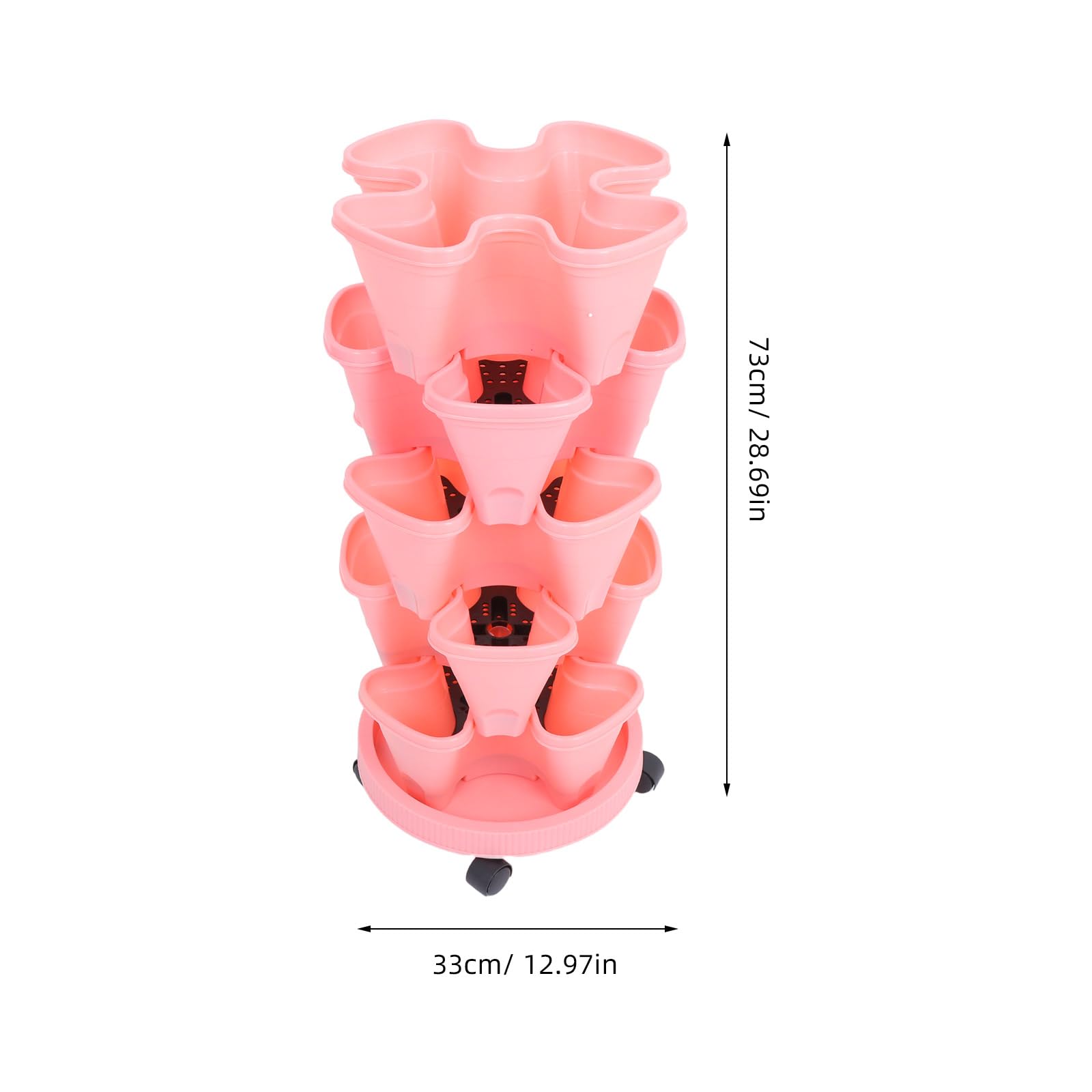 GLEAVI Stapelbarer Pflanzturm, Mehrschichtig, Vertikal, Abs, Rosa