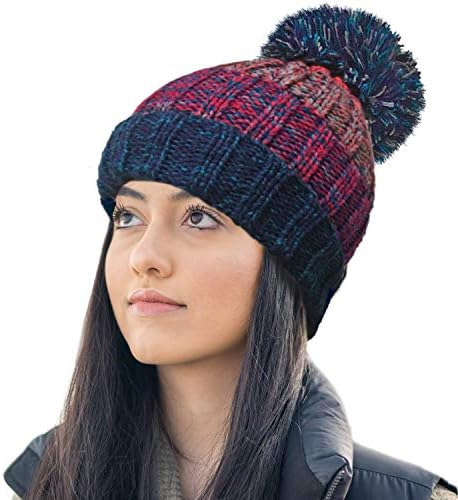 RockJock R80 Unisex Mens Ladies Thermal Insulating Striped Beanie Bobble Hat with Cosy Fleece Lining