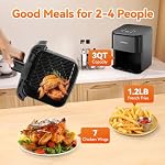 Friteuse à air compacte de 3 Qt avec panier antiadhésif et grille, écran tactile simple d'utilisation, cuisson en étapes simples, cuisson à faible huile, friteuse compacte, économiseur d'espace