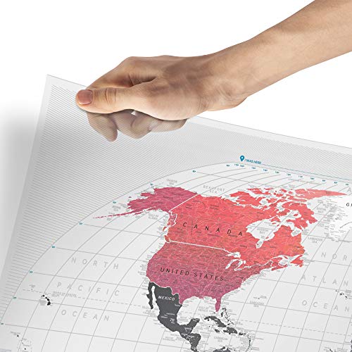 Transparent Detailed Scratch Off World Map (23" X 37") Rewritable Places I've Been Travel Map - Printed On Flexible Plastic - Made In Ukraine By 1Dea.me #TOP4