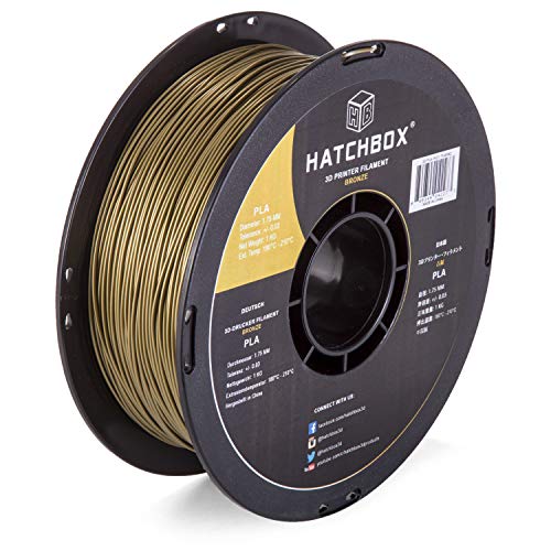 Image of HATCHBOX 1.75mm Bronze PLA 3D Printer Filament, 1 KG Spool, Dimensional Accuracy + /- 0.03 mm, 3D Printing Filament