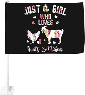 Just A Girl Who Loves Goats Chickens Car Flag 12x18 Inch Window Clip Flag - Double Sided Fade Resistant Outdoor Decoration Let Your Cars Stand Out