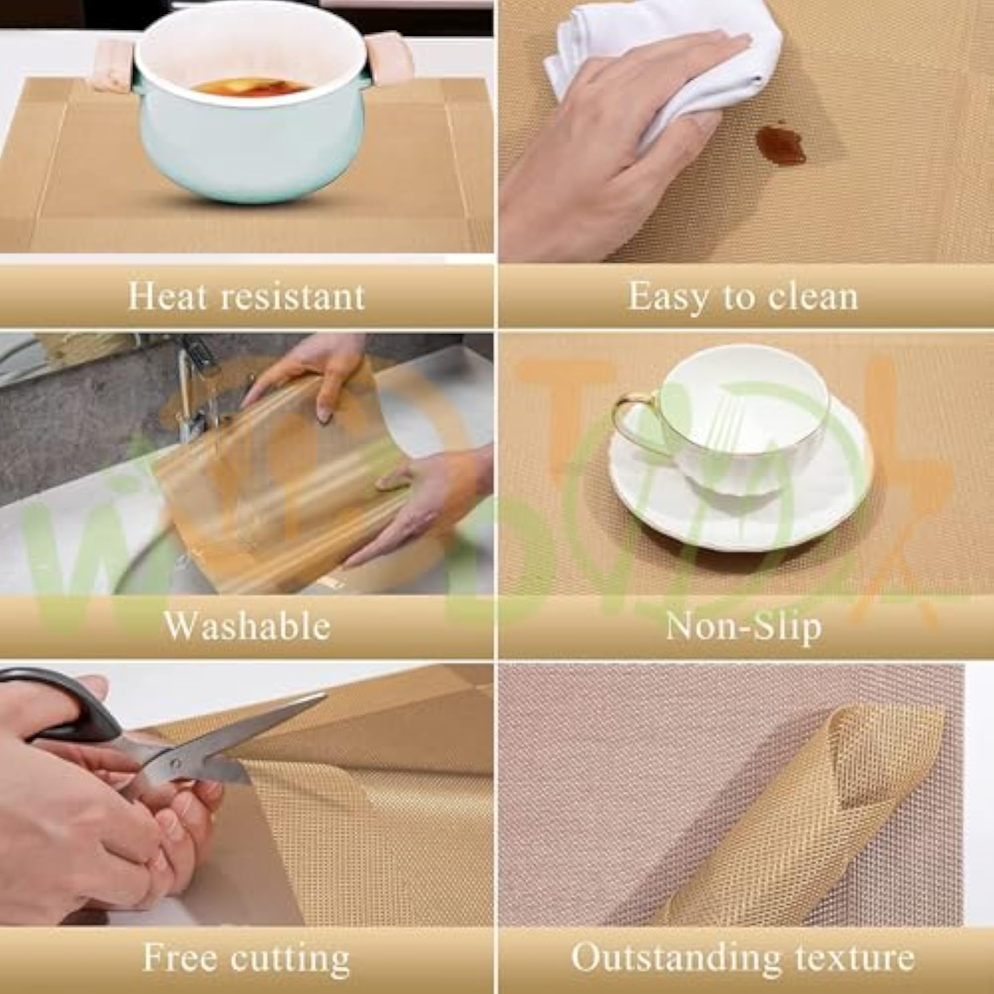 Golden Table Mats Set of 4