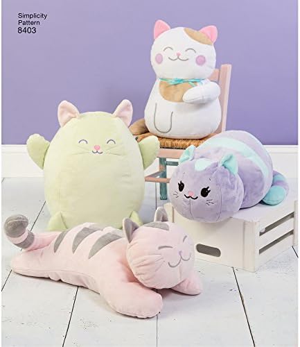 Simplicity Pattern 8403 Stuffed Kitties, Paper, White, 22 x 15 x 1 cm
