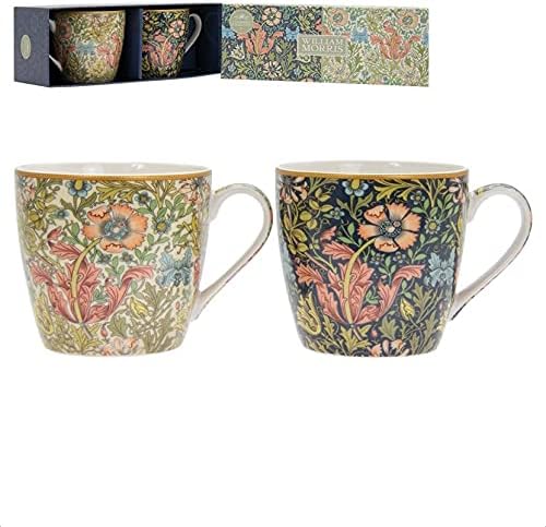 The Leonardo Collection LP94659 William Morris Compton Breakfast Mugs (Set of 2), Fine China, Boxed