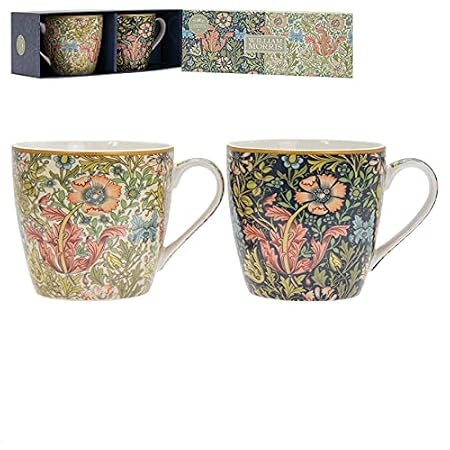 Duo de mugs William Morris (boîte coeur Carmani