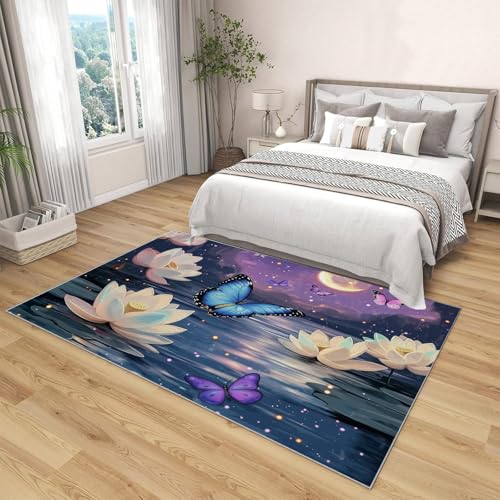 Alfombra con estampado de loto transpirable que soluciona las manchas difíciles 5
