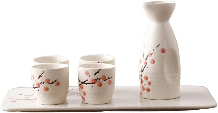 Ceramic Sake Set Japanese Sake Set Crafts Wine Glass Cold/Hot/Tea/Shochu Japanese Sake Set 6 Piece Set (Color : B) (C)