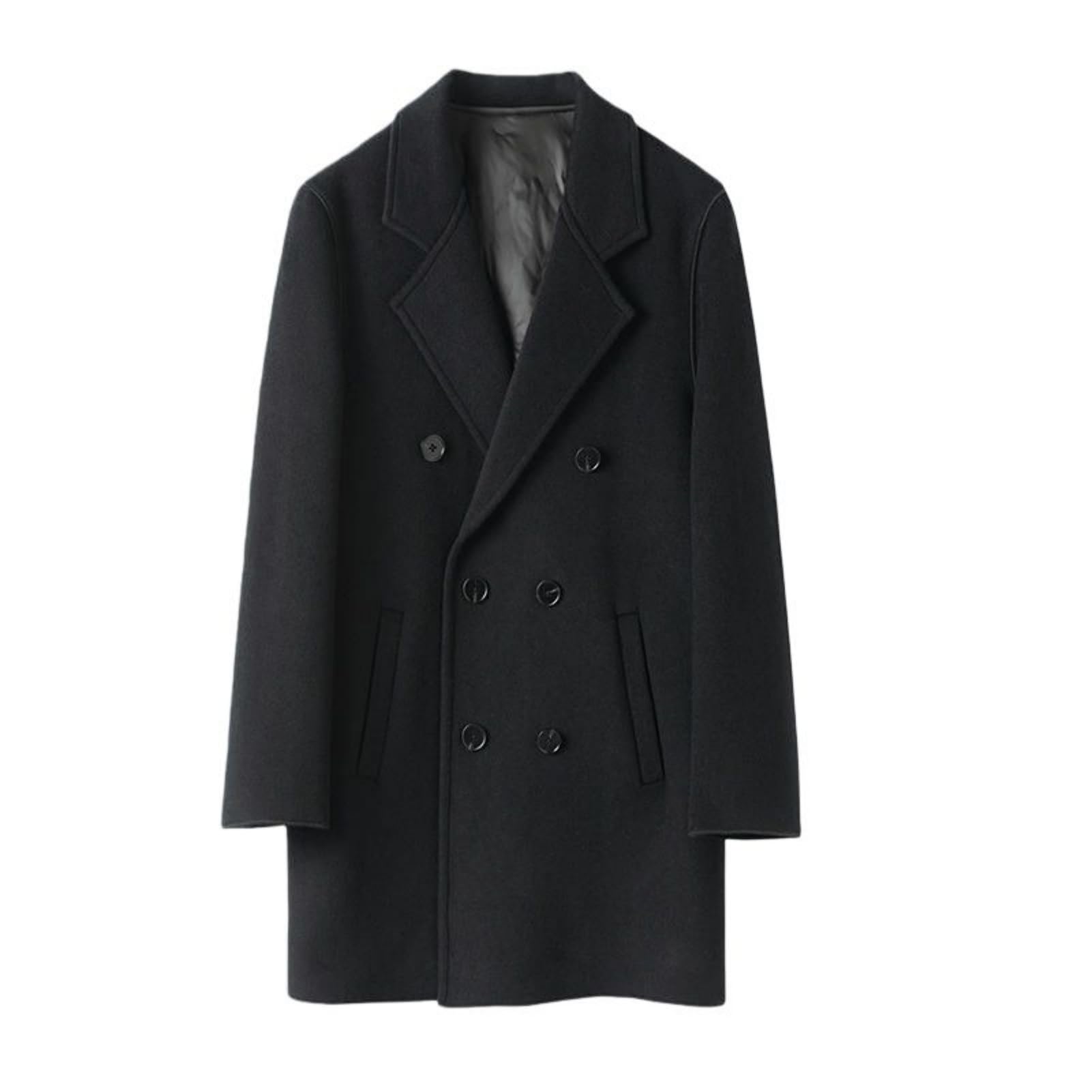 Cappotto invernale da uomo in lana di cashmere double face doppiopetto risvolto tempo libero fodera in piumino