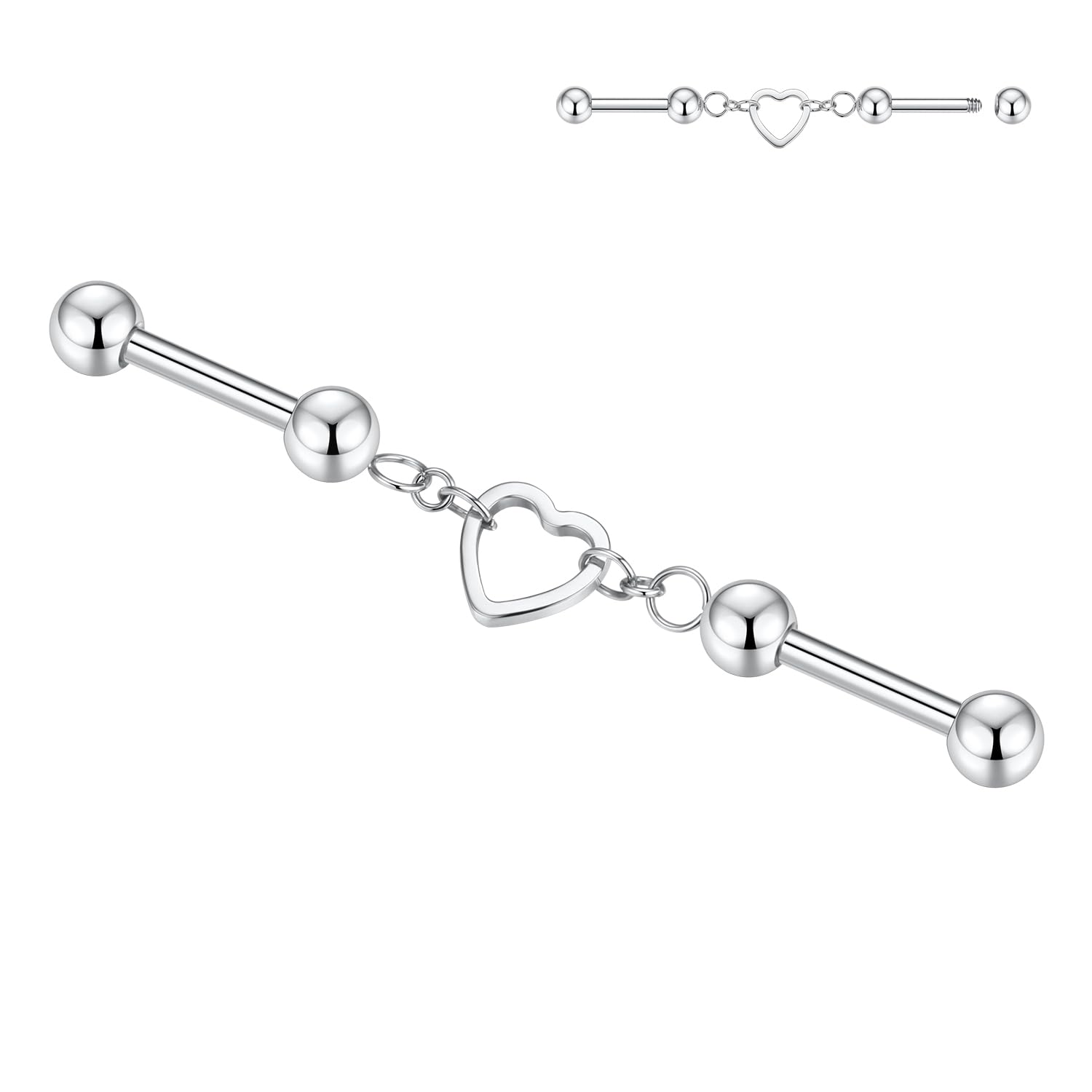 GAGABODY Industrial Piercing Jewelry Industrial Bar Chain Love Jewelry 14G Cartilage Earring 14g Industrial Bar Piercing Industrial Barbell Surgical