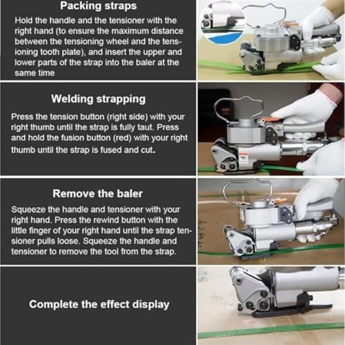 Pneumatic Strapping Tool - Handheld Sealless Banding Machine for 13-25mm PET Plastic & Steel Straps, 3500N Adjustable Tension for Efficient Packaging Solutions