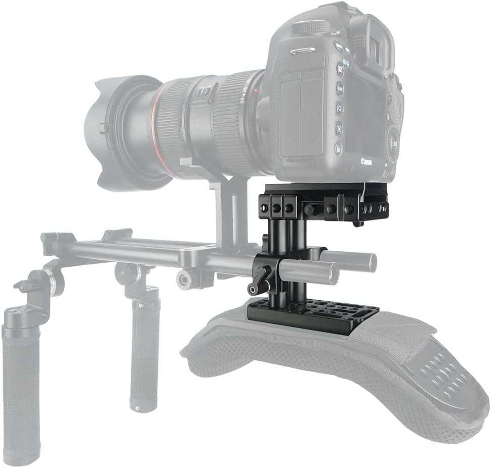 NICEYRIG 15mm Rail Riser Rig System Quick Release Base Kit with QR Plate 15mm Rod Riser Clamp Short Rods Applicable DSLR Camera