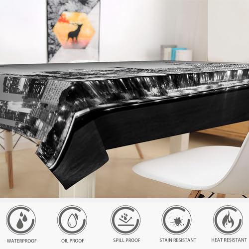 Nappe 3D rectangle New York grise en polyester 140x180 cm pour table
