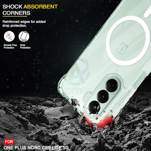 Image of AESTMO Clear Back Cover for OnePlus Nord CE 6 Lite 5G | 360 Protection | Transparent Back Cover for OnePlus Nord CE 6 Lite 5G (PC + TPU, Compatible with MagSafe Accessories, Transparent Bumper)