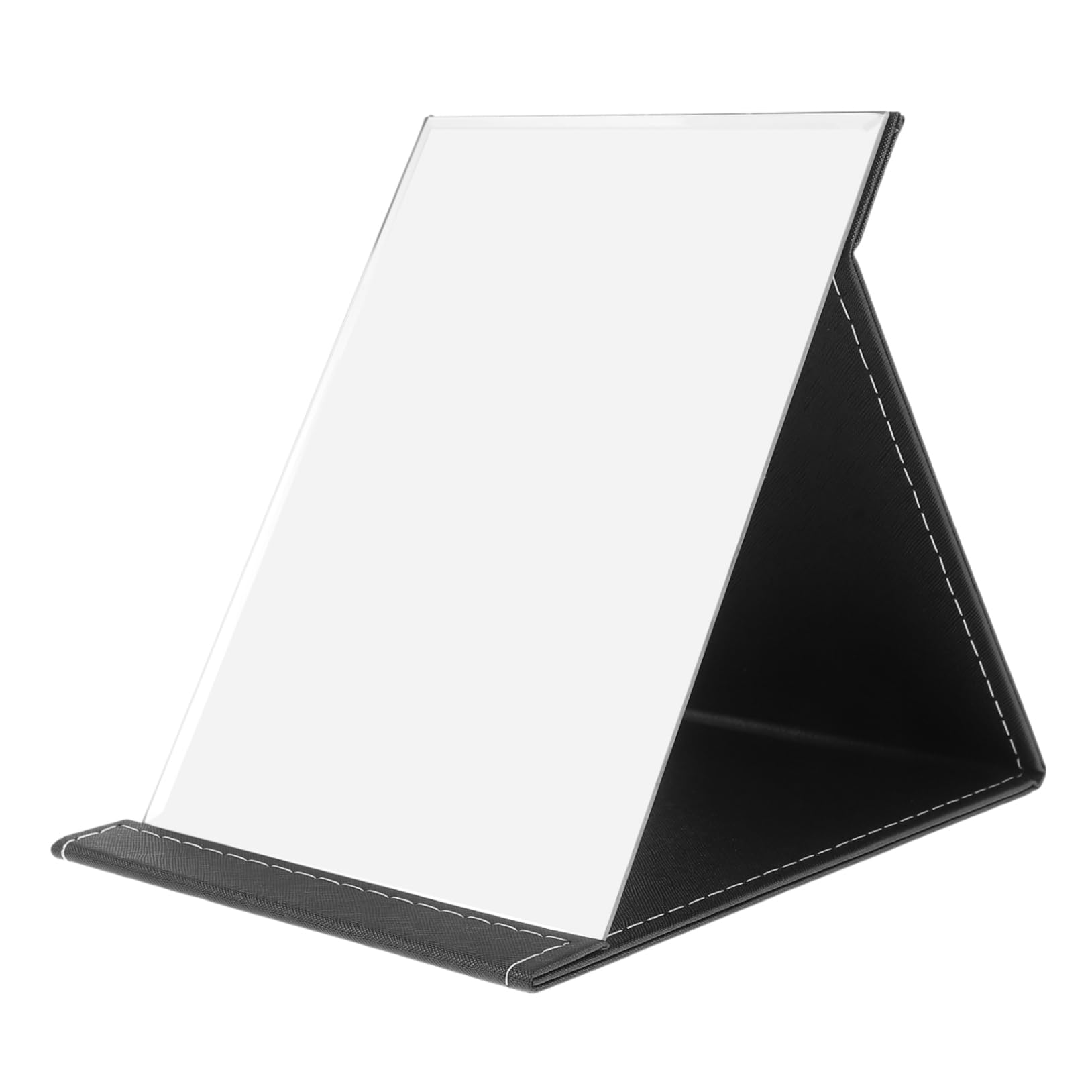 Miroir de maquillage vintage PU avec support de bureau pour cosmétique
