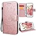 Produktbild VemMore Kompatibel für Samsung Galaxy S6 Edge Hülle Handyhülle Schutzhülle Leder PU Wallet Flip Case Bumper Lederhülle Ledercase Blumen Muster Klapphülle Ultra Dünn Kartenfach Magnetisch - Rose Gold