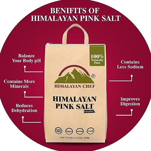 Image of Himalayan Chef Pink Salt Coarse Grain, Salt for Grinder Refill - 5 lbs Bags | 100% Natural Salts, Non-GMO & Gluten Free, Food Grade with Rich of 84 Minerals - Pack of 2