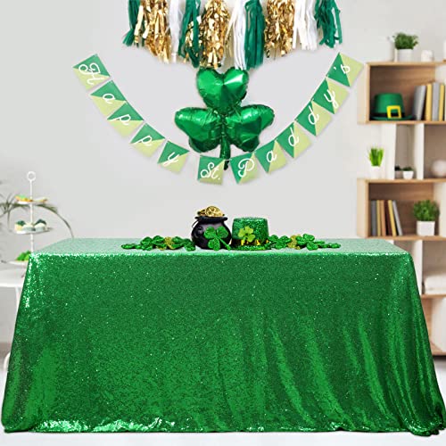 Image of B-COOL Green Sequin Tablecloth Christmas Decor Top Glitter Overlay Table Decoration Birthday Prom Carnival Winter Cake Cloths St. Patrick's Day 50x50inch