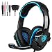 Gaming Headset Sades Sa708 Stereo Blue Gaming Headphone with Microphone for Pc Computer * With Retail Gift Box