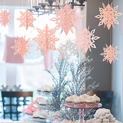 Christmas Pink Hanging Snowflakes Decorations 3D...