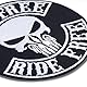 Biker Aufnäher bestickt Live free - Ride free Aufbügler/Patch zum annähen | Jeans Flicken/Bügelbilder Motorrad Applikation für Leder und Motorradzubehör | 90x90mm
