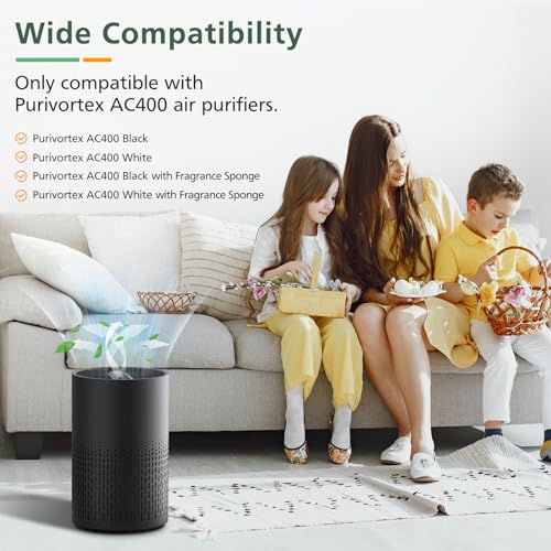 Image of 2 Pack AC400 Air Purifiers Replacement Filter for Purivortex AC400 Air Purifier, 3-in-1 HEPA Technology High Efficiency, White