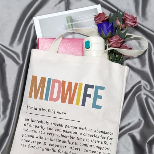 GJTIM Midwife Gift Doula Gift OBGYN Doula Thank You Gift Midwife Definition Tote Bag Labor and Delivery Nurse Shopping Bag (Midwife Tote)3