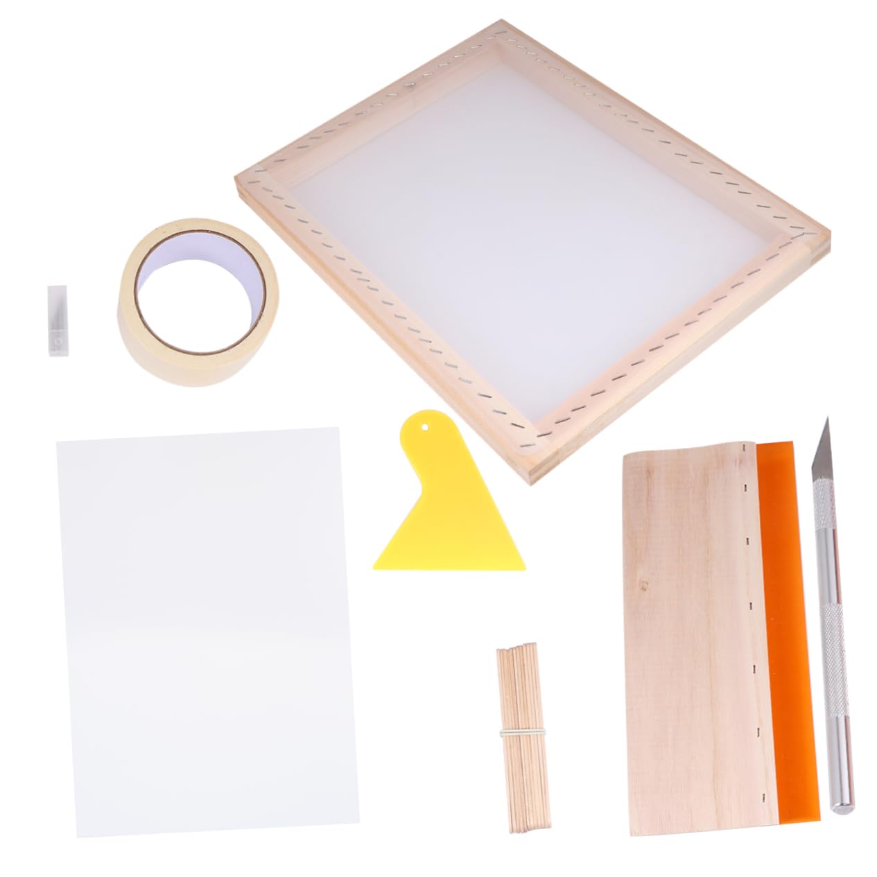 Kit impression de cadre sérigraphie avec film transparent et raclette pour encre textile