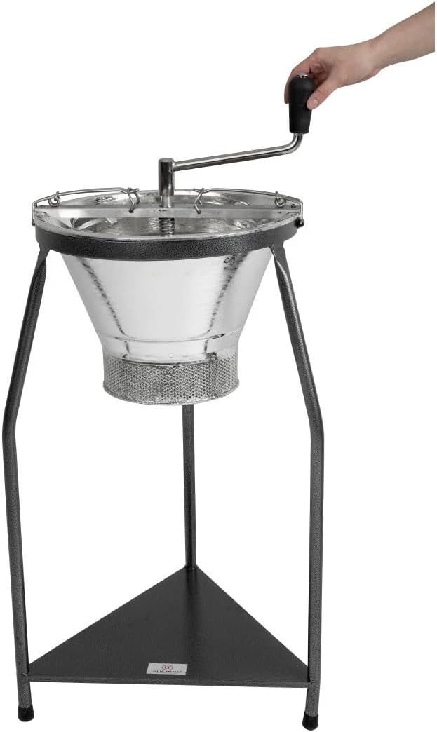 Louis Tellier - Professional Food Mill On Tripod - Includes 3mm Grid - High Productivity (22 lbs/min) - for Soups, Purees, Compotes, Coulis – Made in France