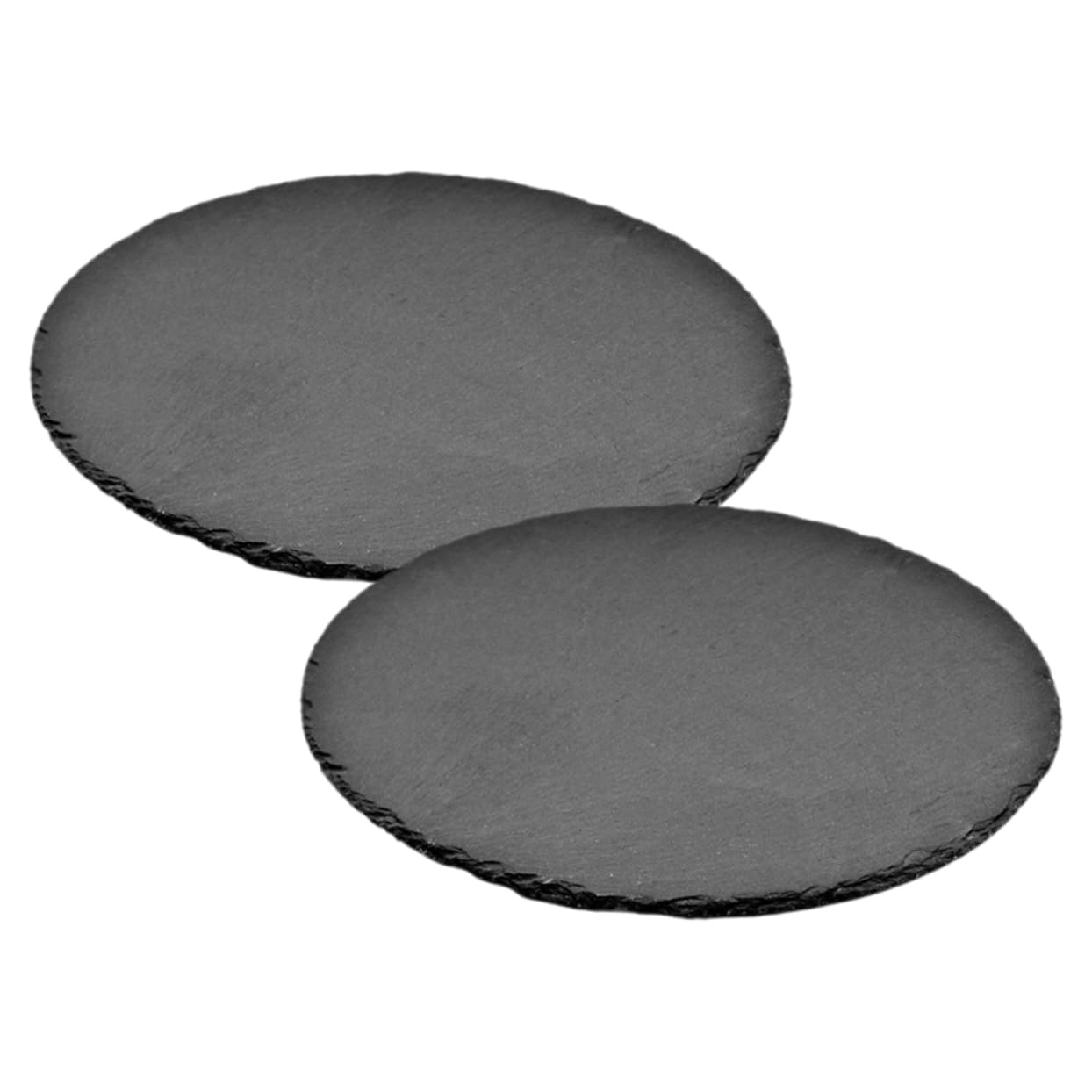 COLLBATH Platos Redondos de Pizarra Natural Pack de 2 Unidades para Servir Carne y Sushi, Material Resistente y Fácil de Limpiar Adecuado para Hogar y Restaurante