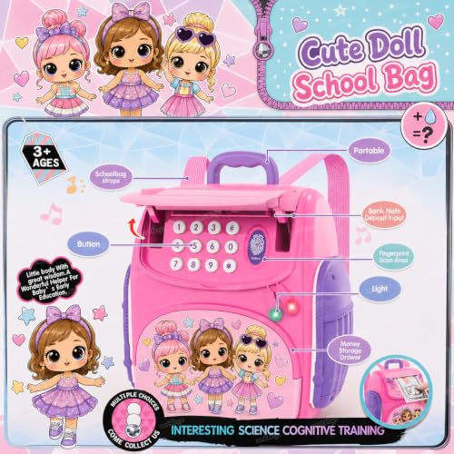 Image of Zest 4 Toyz Electronic Piggy Bank for Kids School Bag ATM Money Bank with Password Lock Finger Print Sensor Cash Coin Musical Money Safe for Kids Girls Piggy Savings Bank (Pack of 1) Multicolor