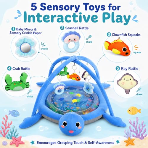 Turtle Baby Gym Play Mat, Baby Tummy Time Water Mat for Floor - Image 4
