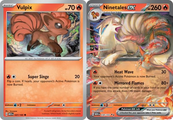 Ninetales ex 038 165 - Pokemon 151 - Double Rare - Evolution 2 Card Set - Vulpix