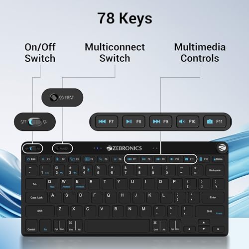 ZEBRONICS KEYPAD X1 Wireless Bluetooth Keyboard, Scissor Switches, 2.4GHz & Dual BT for (Mac | Android | Windows), Volume/Media Control Knob,... - Image 5
