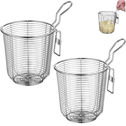 Cestello Per Pasta Separati in Acciaio Inox,Scolapasta in Acciaio Inox Con Manico,Cuoci Pasta a Scomparti Con Divisori,Colino a Maglia Fine Per Pentola Calda, Per Scolare Pasta e Verdure (2 PCS)