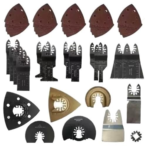 Set 24-45 Lame per Sega Oscillante, Accessori Multifunzione con Carta Abrasiva, Lame Rapide per Legno Metallo Plastica