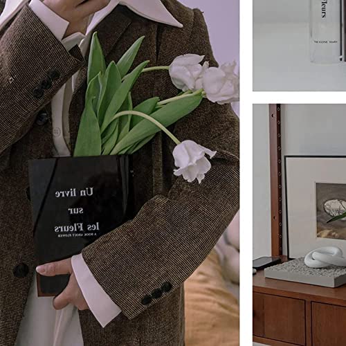 Book Flower Vase Clear - 8 Inch Acrylic Clear Book Flower Vase, Unbreakable Acrylic Desktop Vase wit