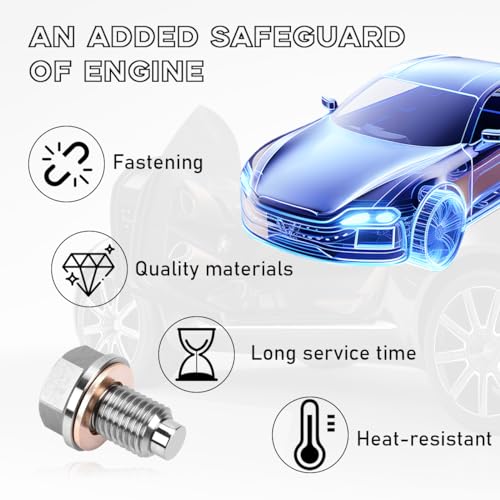 Dickno DICKNO-2269MO M14×1.5 Magnetic Oil Drain Plug, Aluminum Stainless Steel Sump Drain Nut Bolt With 5 Copper Crush Washer, Universal Leak-Proof Replacement Car Accessories thumb #2