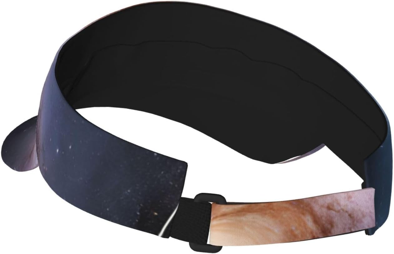 (Galaxy) Adult Sun Visor Hat Adjustable Open Top Sports Cap Breathable for Men Women Beach Vacation Essentials Black