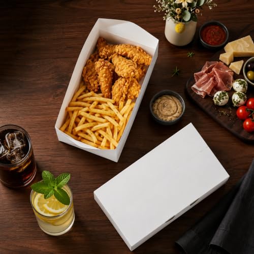 Image of Restaurantware Take Out Lunch Box 400 Count 8.86 x 4.88 x 3.07 Inches Paper Disposable Container Recyclable Food Box Greaseproof Spill-Resistant White