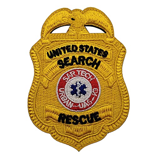 United States Search and Rescue Removable Embroidered Patches with Hook Backing for Working Dog Harnesses & Vests (Yellow)