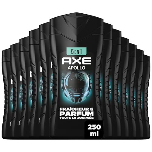 Gel douche homme 5en1 AXE Apollo hydratant parfum bois de cèdre et sauge naturelle lot 12x250ml