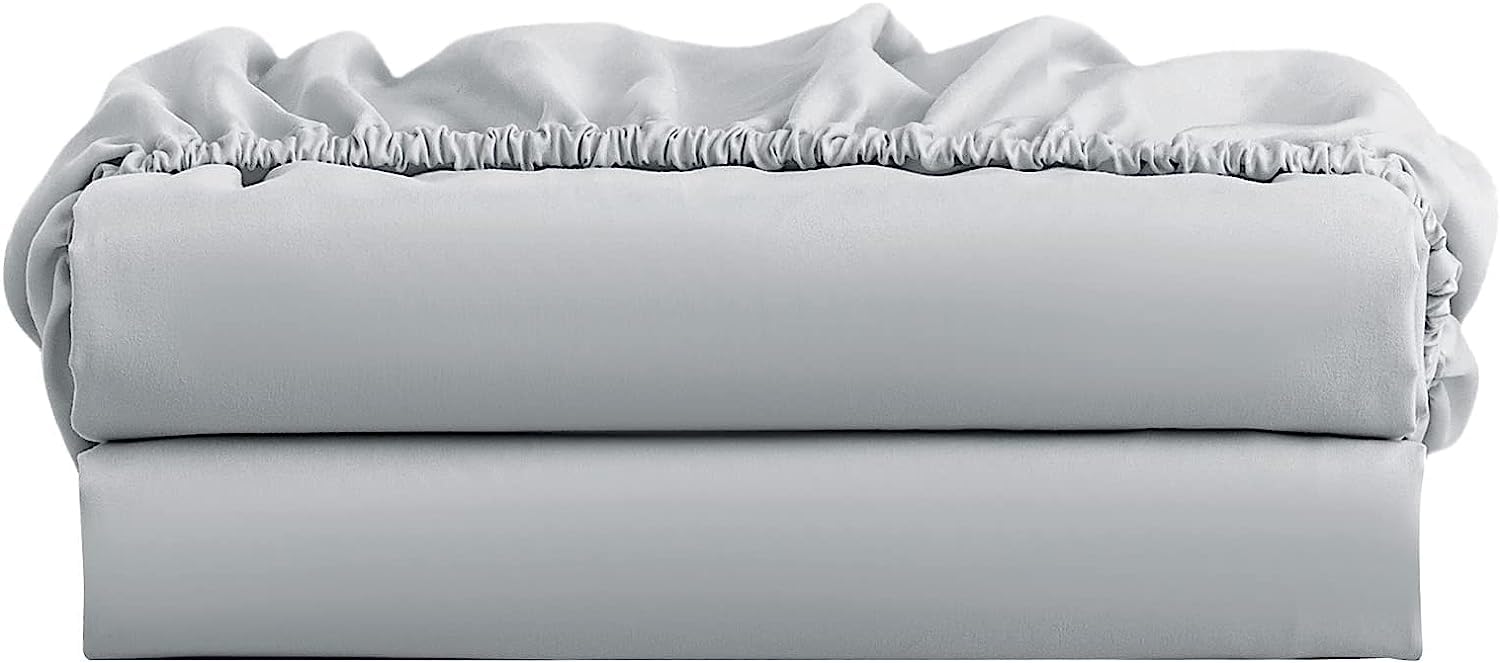 Light Grey Small Double Fitted Sheets - 2 Pack Small Double Size Bed (40cm) Deep Pocket with Elasticated Corners Fitted Sheet 400 Thread Count - Stretchable & Breathable Cotton for Better Comfort.