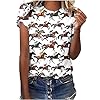 Keepink Tops for Women UK Summer Basic T Shirts 3D Graphic Print T-Shirt Animal Horses Cute Tee Short Sleeve Funny Tops Casual Loose Fit Tshirts Club Party Pullover Size UK 8-18 #1