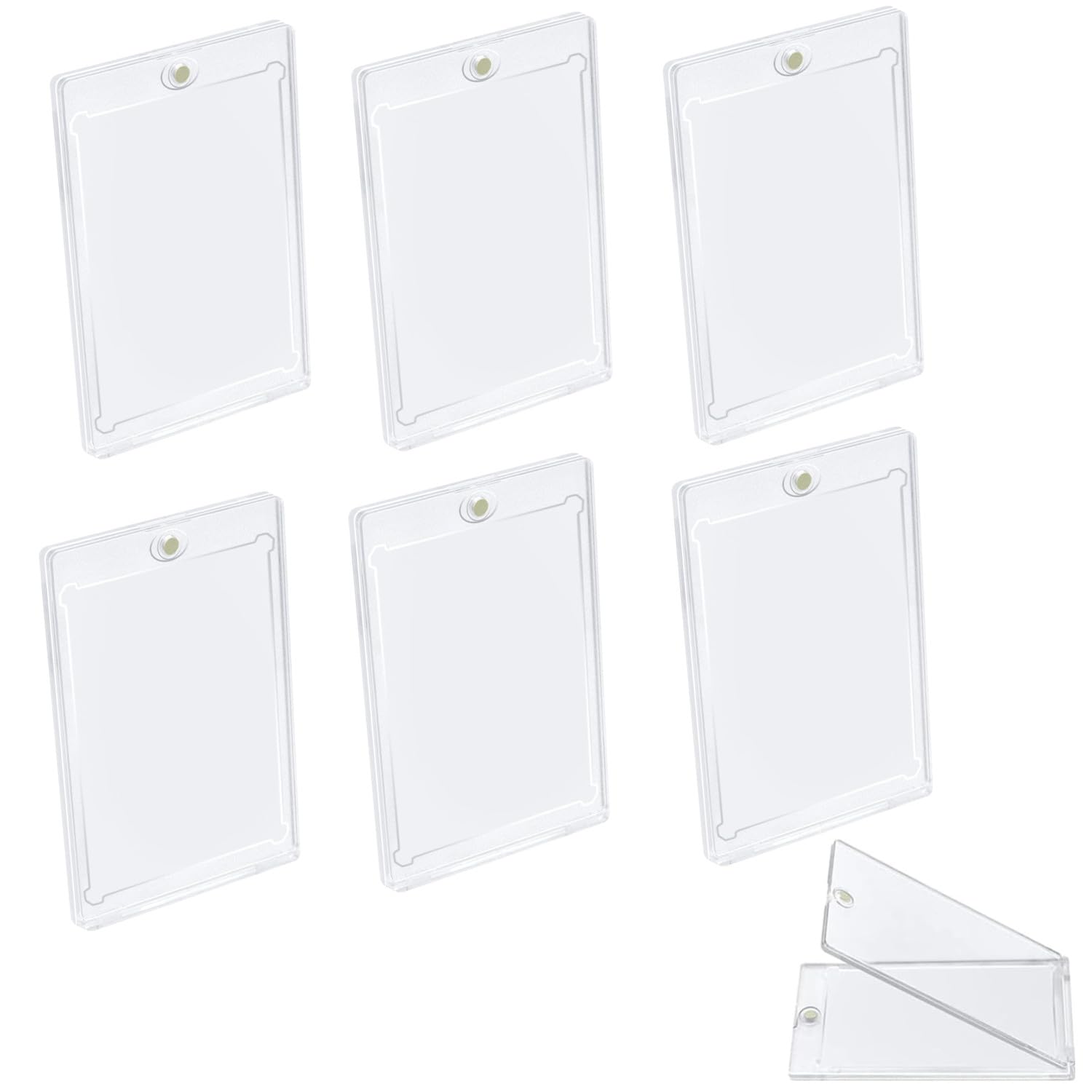 BOBOZHONG Magnetic Card Holder, 6 Pcs 35 PT Hard Plastic Card Holder Trading Card Holder with UV Protection Transparent Card Sleeves Display Case for Sports Game Trading Card