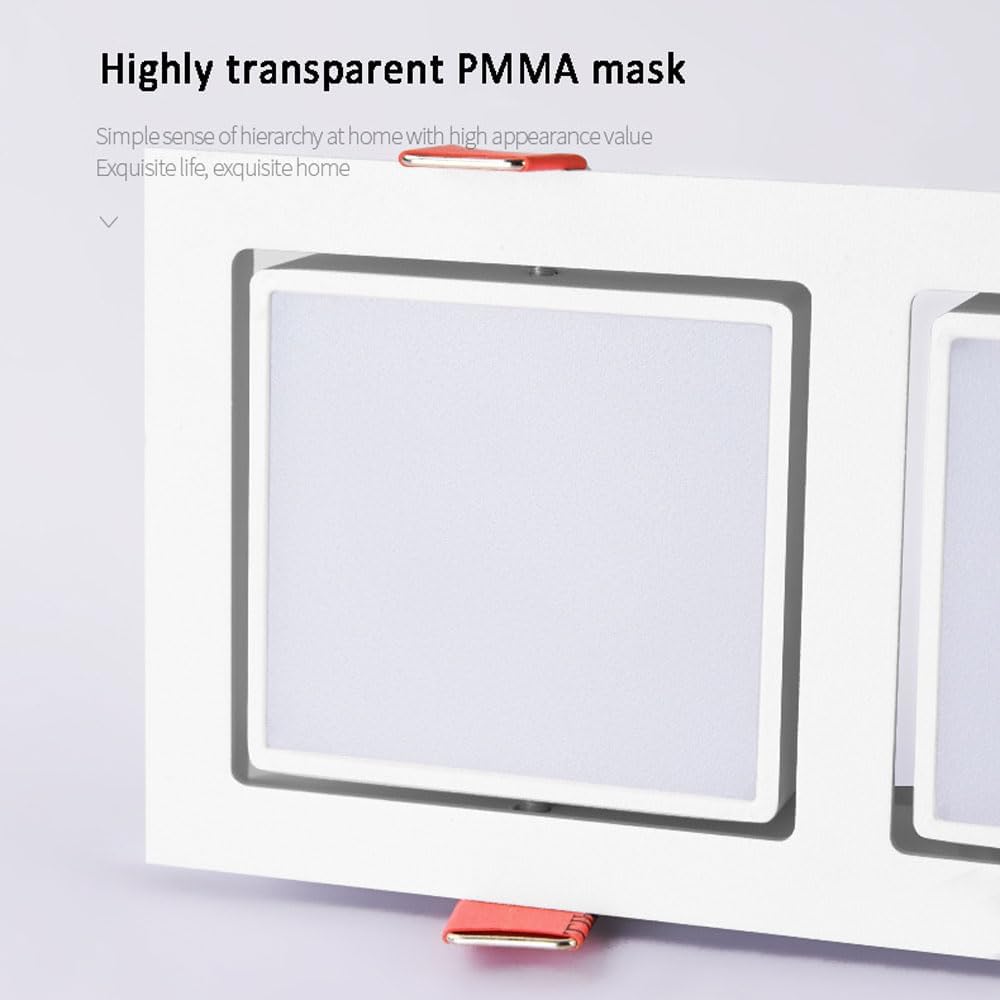 Square Downlight Adjustable Angle Double-Head LED Recessed Ceiling Light CRI90 High Color Rendering LED Recessed Downlight for Clothing Showroom Lighting Fashion